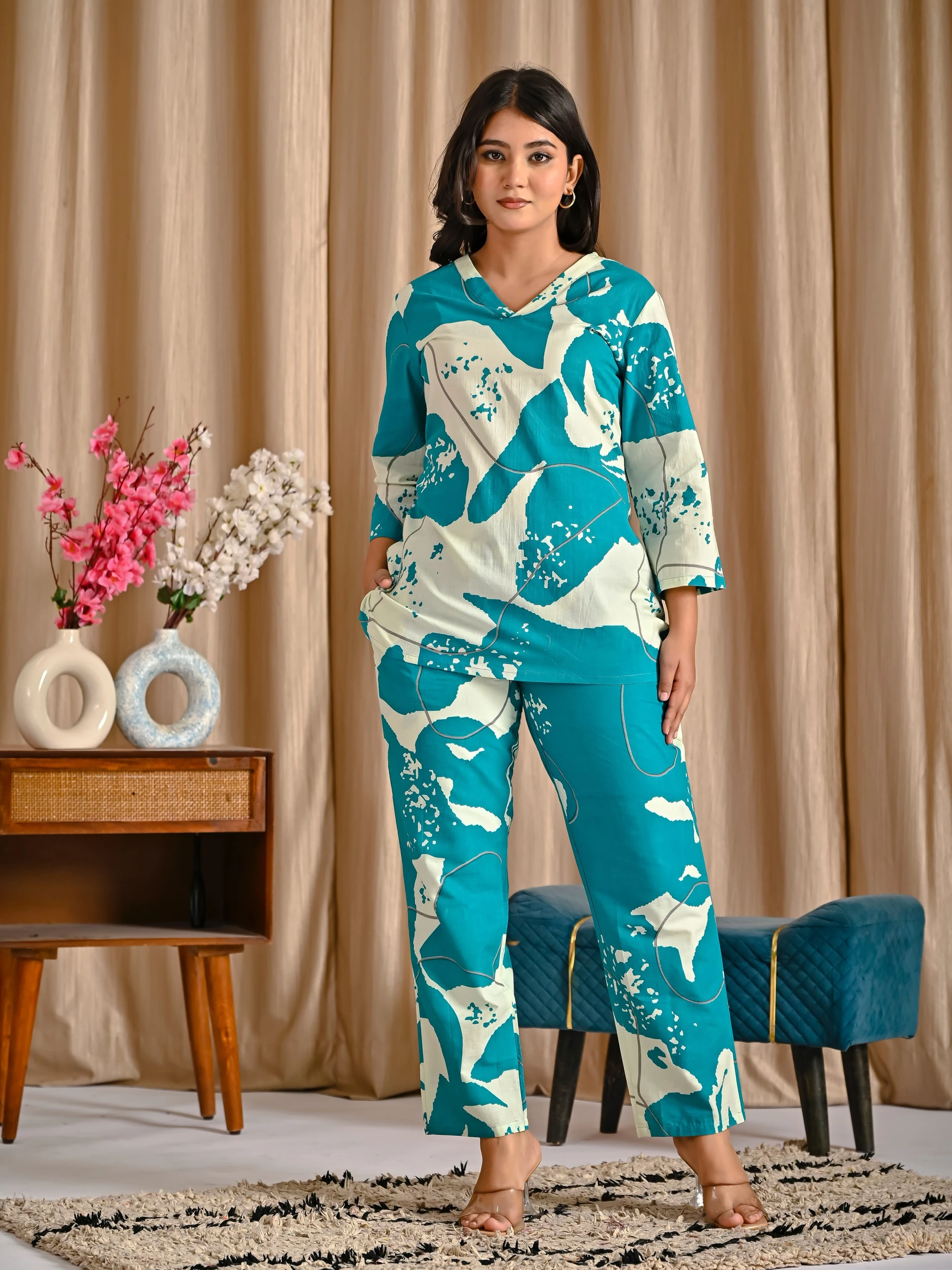 Tropwear Women Pure Cotton Kurti Palazzo Set image 5