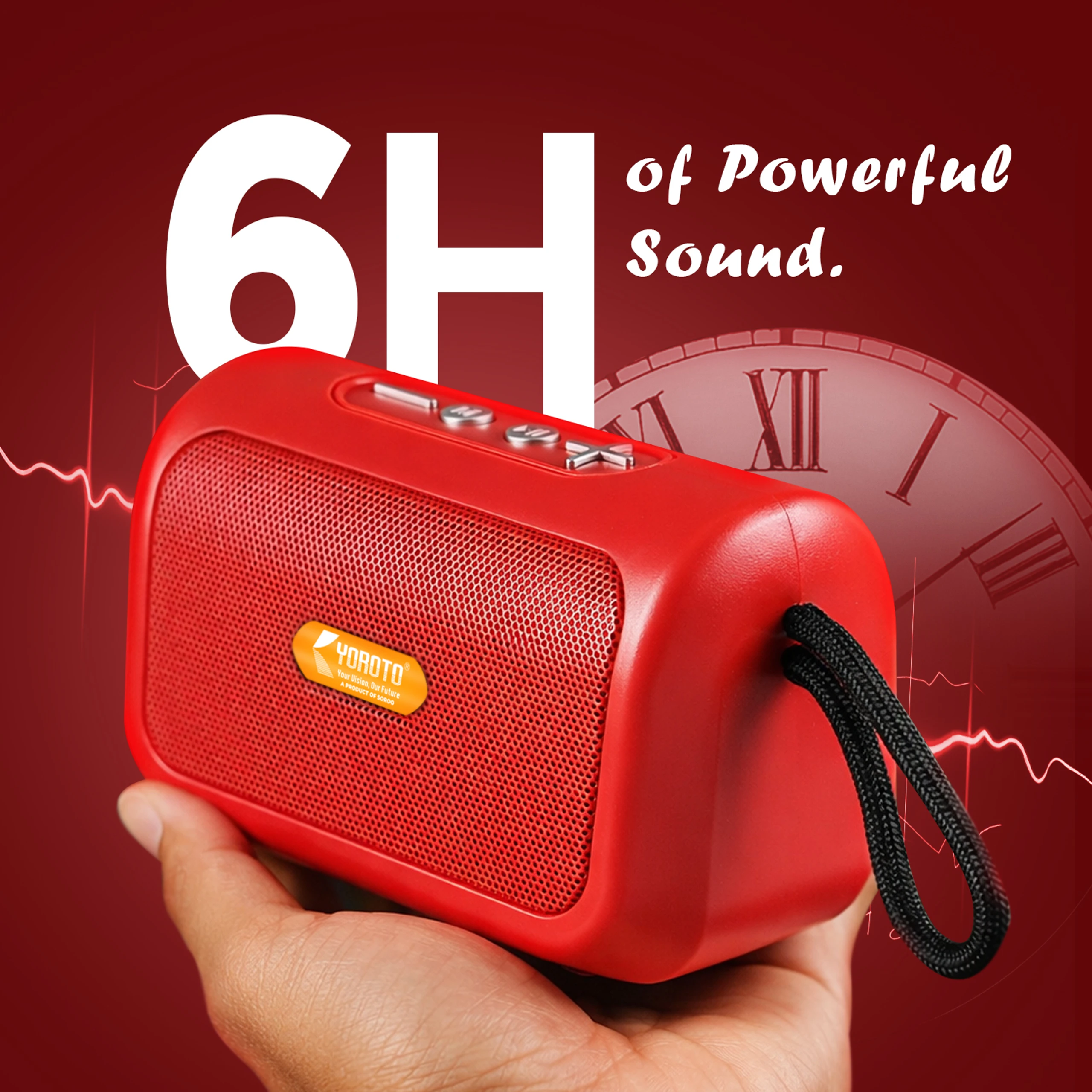 YOROTO Wireless Bluetooth Speaker with Clear Crystal Sound 12 W Bluetooth Speaker 12 W Bluetooth Speaker (Red, Stereo Channel) image 3