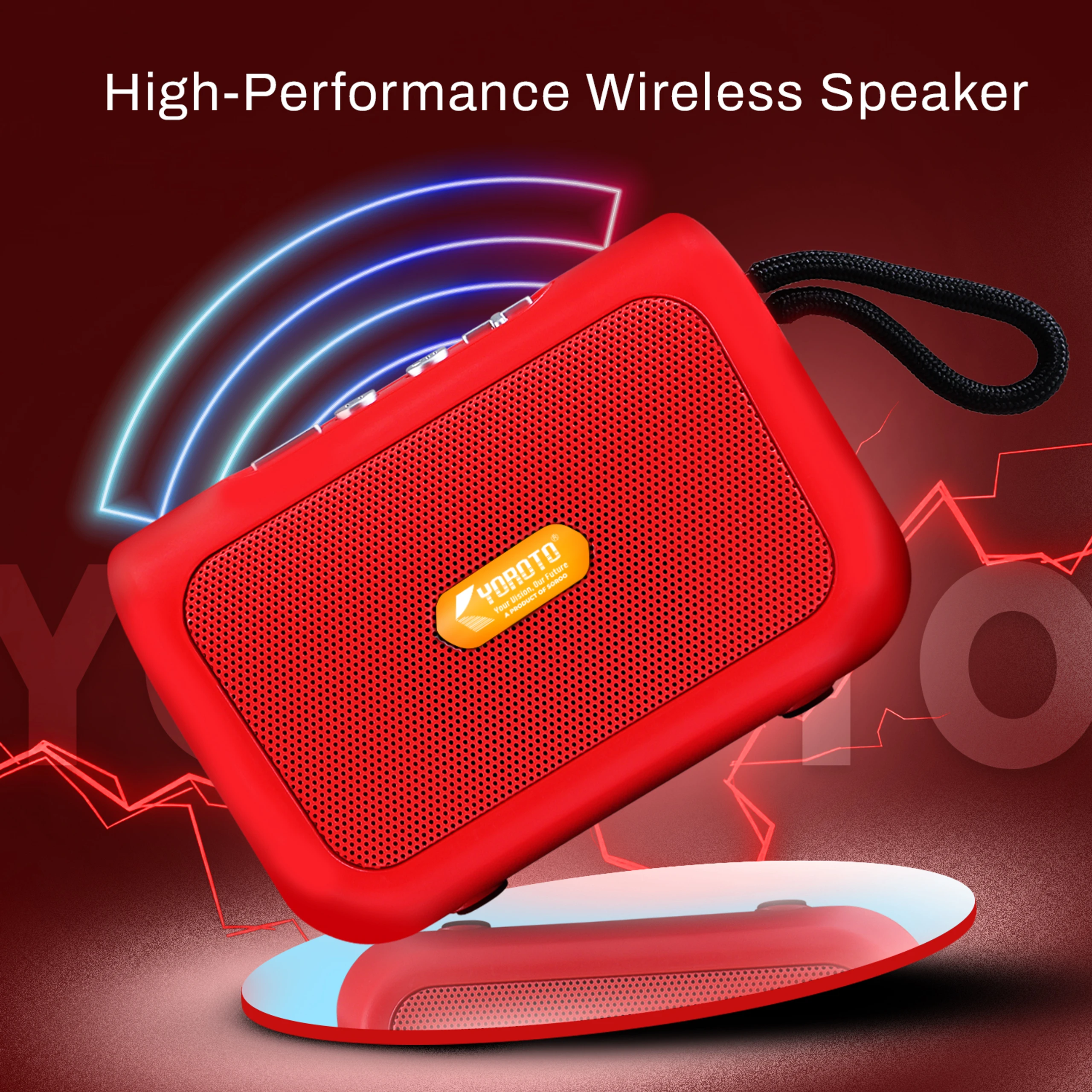YOROTO Wireless Bluetooth Speaker with Clear Crystal Sound 12 W Bluetooth Speaker 12 W Bluetooth Speaker (Red, Stereo Channel) image 4
