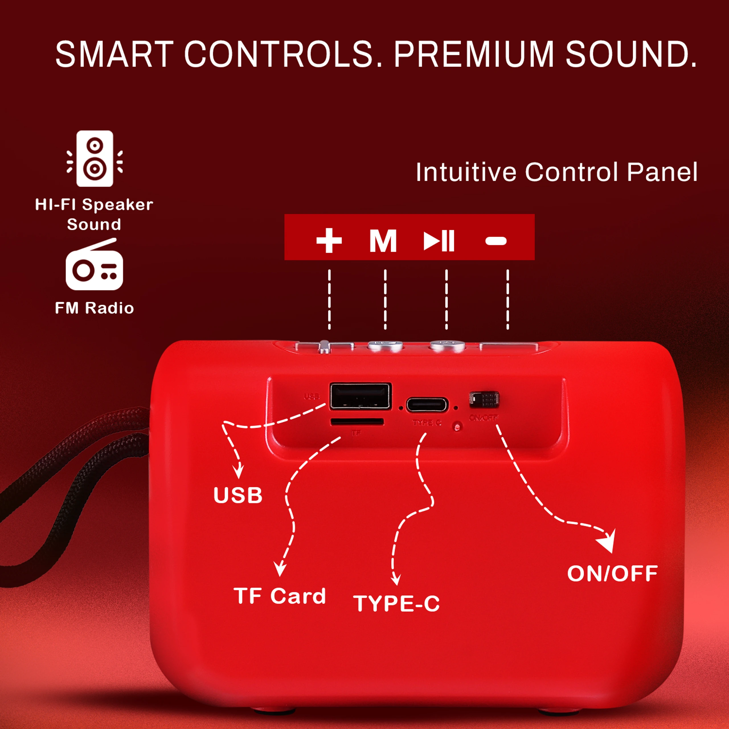 YOROTO Wireless Bluetooth Speaker with Clear Crystal Sound 12 W Bluetooth Speaker 12 W Bluetooth Speaker (Red, Stereo Channel) image 5