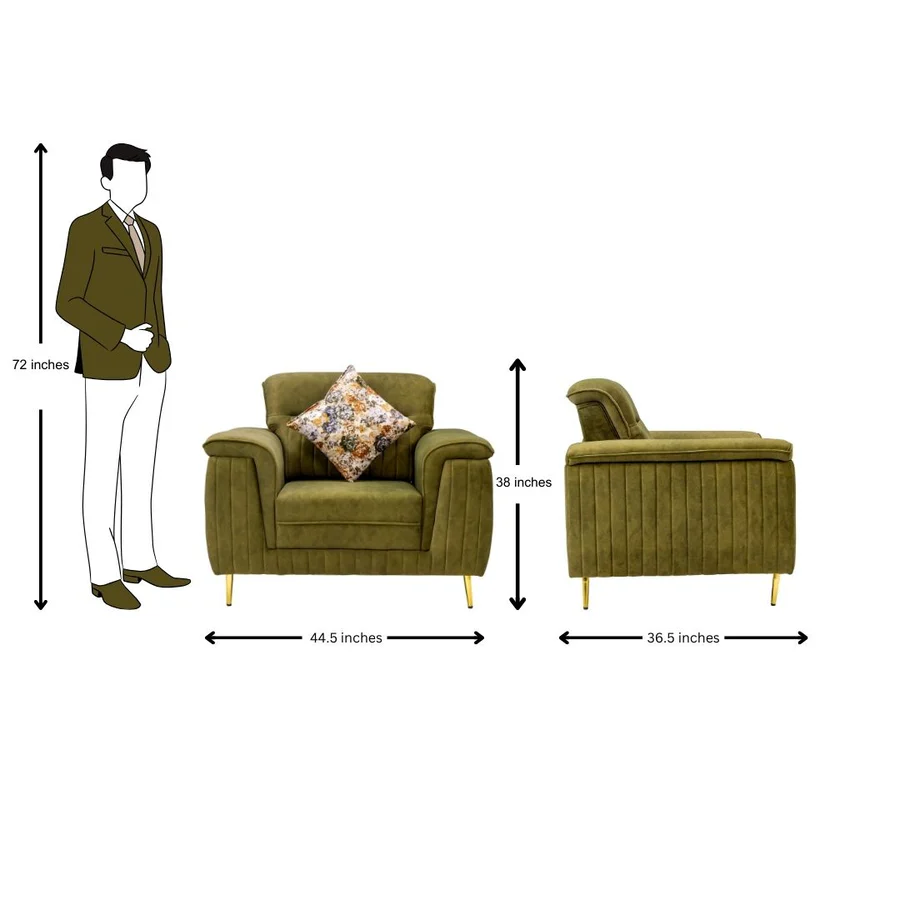 Amster Pro Comfort Fabric Sofa 1-Seater - Green image 2