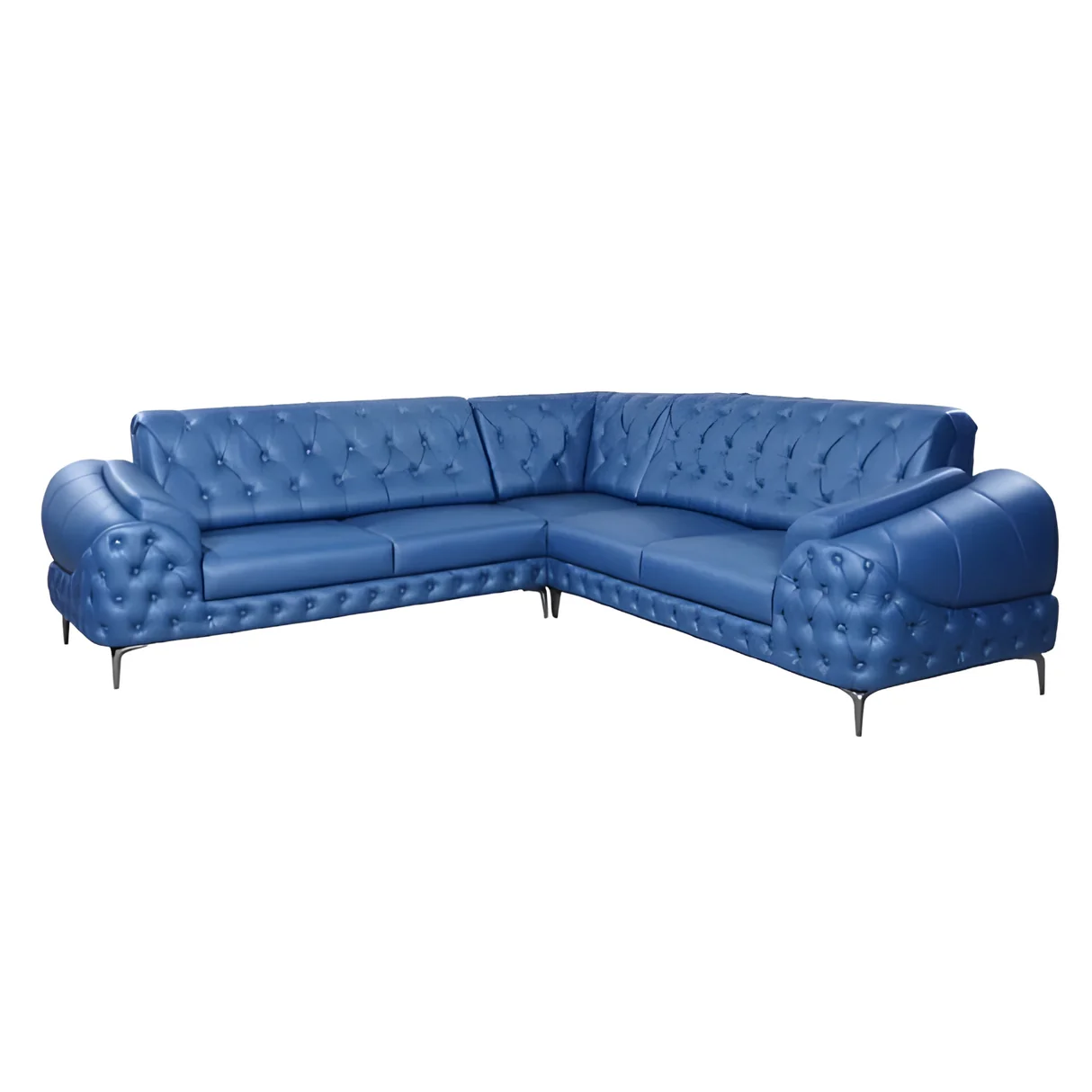 Antigua Comfort Rexine Corner Sofa (3+3+C) - Blue