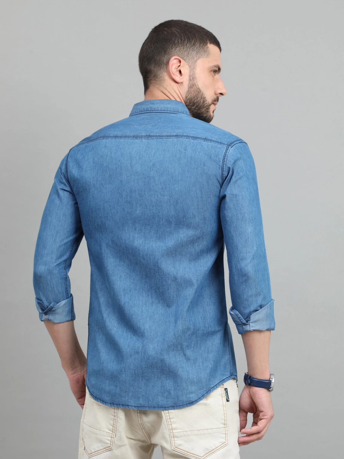 Regrowth Men Regular Fit Solid Cut Away Collar Casual Shirt image 2