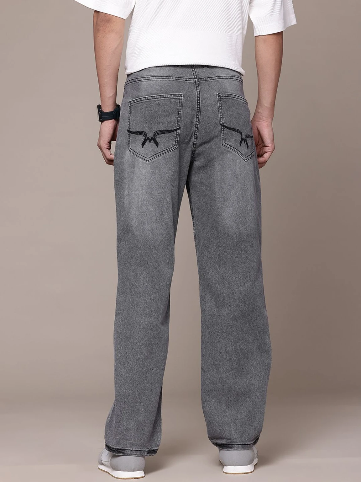 Men Straight Fit Mid Rise Grey Jeans image 2